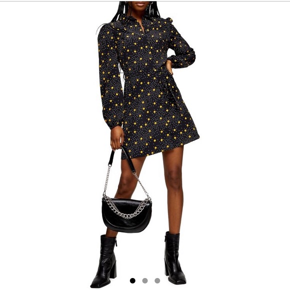 Topshop mustard spot dress